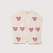 Gilet droit sans manches col rond creme femme
