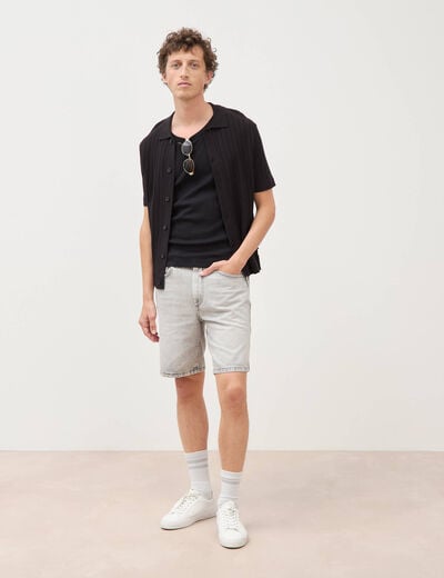 Chemise en coton manches courtes noir homme