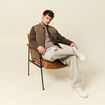 Pull droit court manches longues vert kaki homme