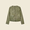Blouson simili cuir vert kaki femme