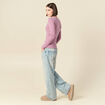 T-shirt cintr&eacute; manches longues col rond mauve femme