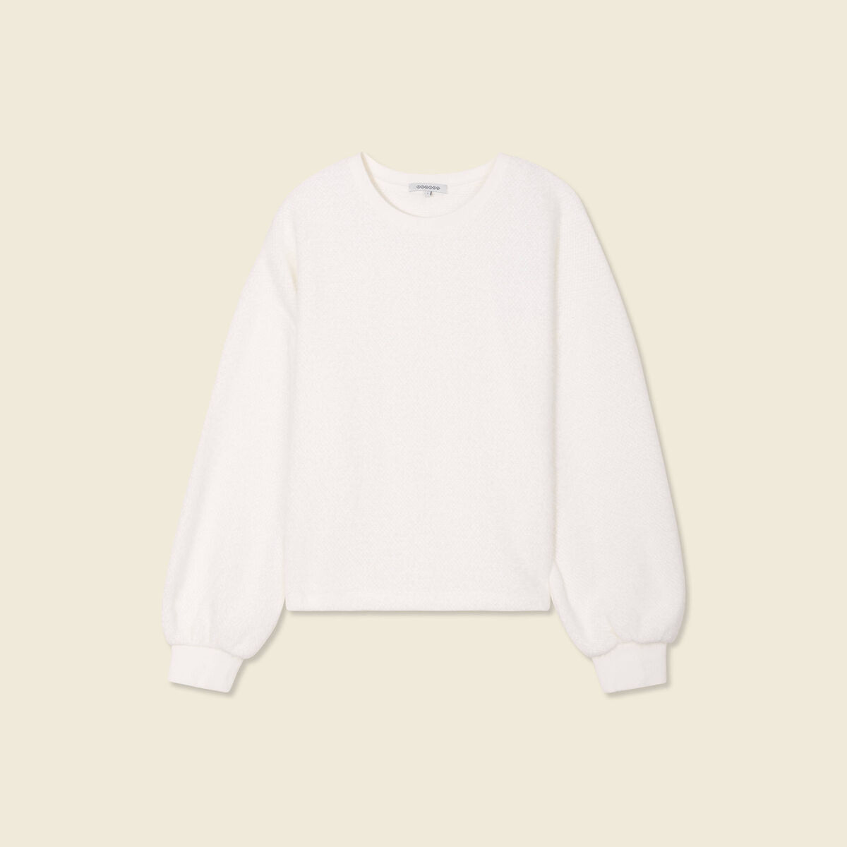 Sweat manches longues ecru femme