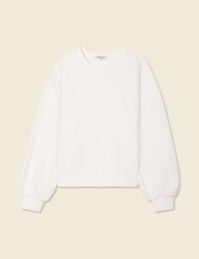 Sweat manches longues ecru femme