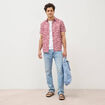 Chemise manches courtes vieux rose homme