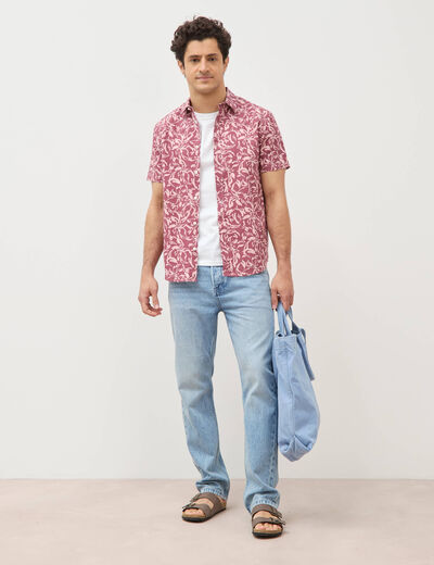 Chemise manches courtes vieux rose homme