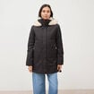 Parka droite &agrave; capuche noir femme
