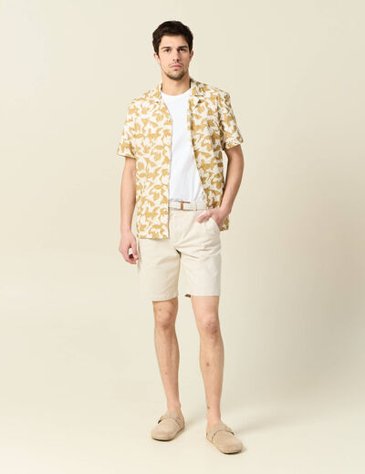 Chemise manches courtes brodée blanc homme