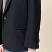 Blazer manches longues col tailleur bleu marine femme
