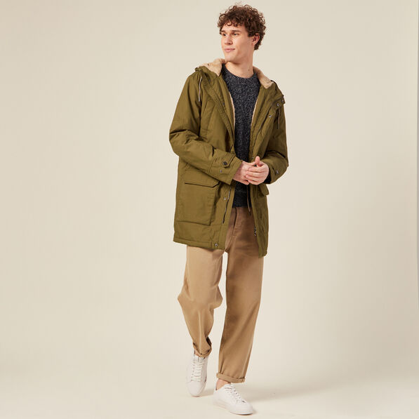 Parka droite à capuche camel homme