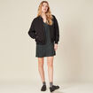 Robe droite col en V satin vert foncé femme