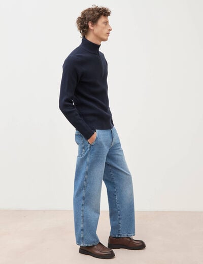 Pull col camionneur bleu marine homme