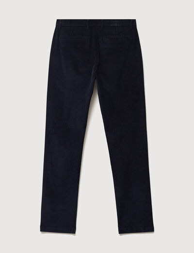 Pantalon straight velours longueur 32 bleu marine homme