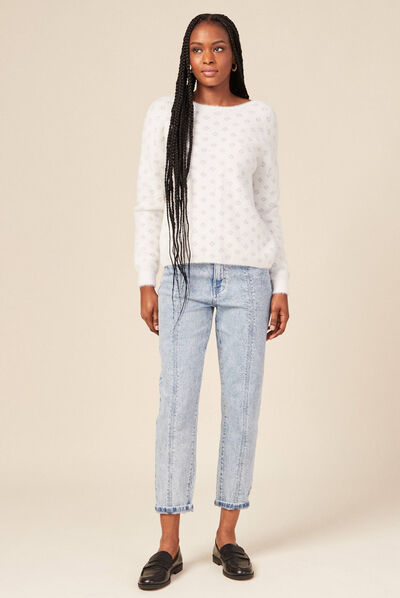 Pull manches longues ecru femme