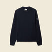 Pull fin manches longues col rond bleu marine homme
