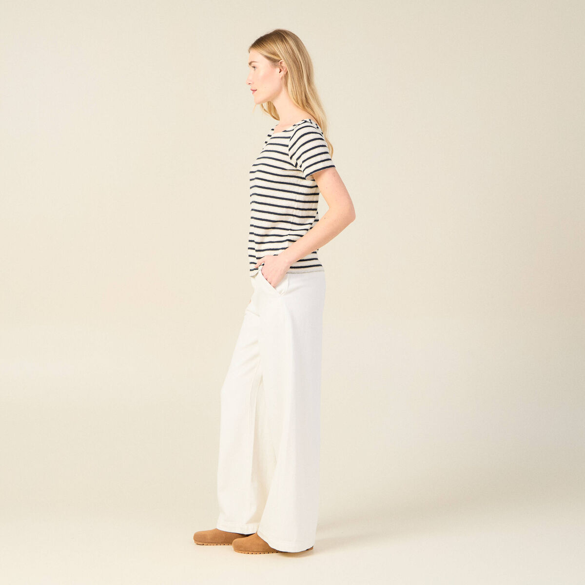 T-shirt manches courtes ecru femme