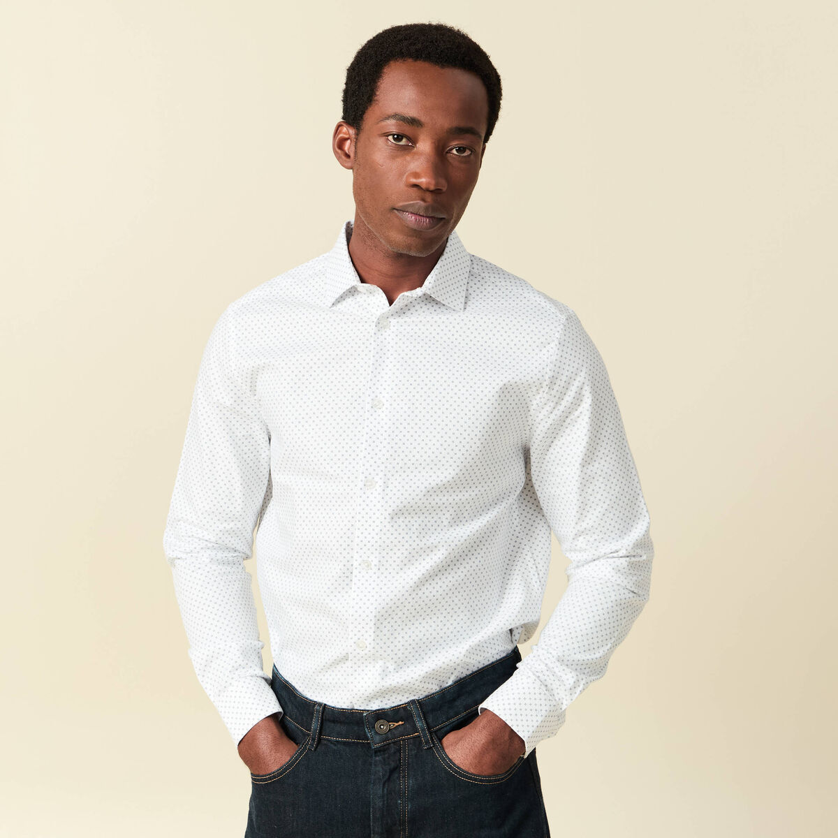 Chemise manches longues blanc homme