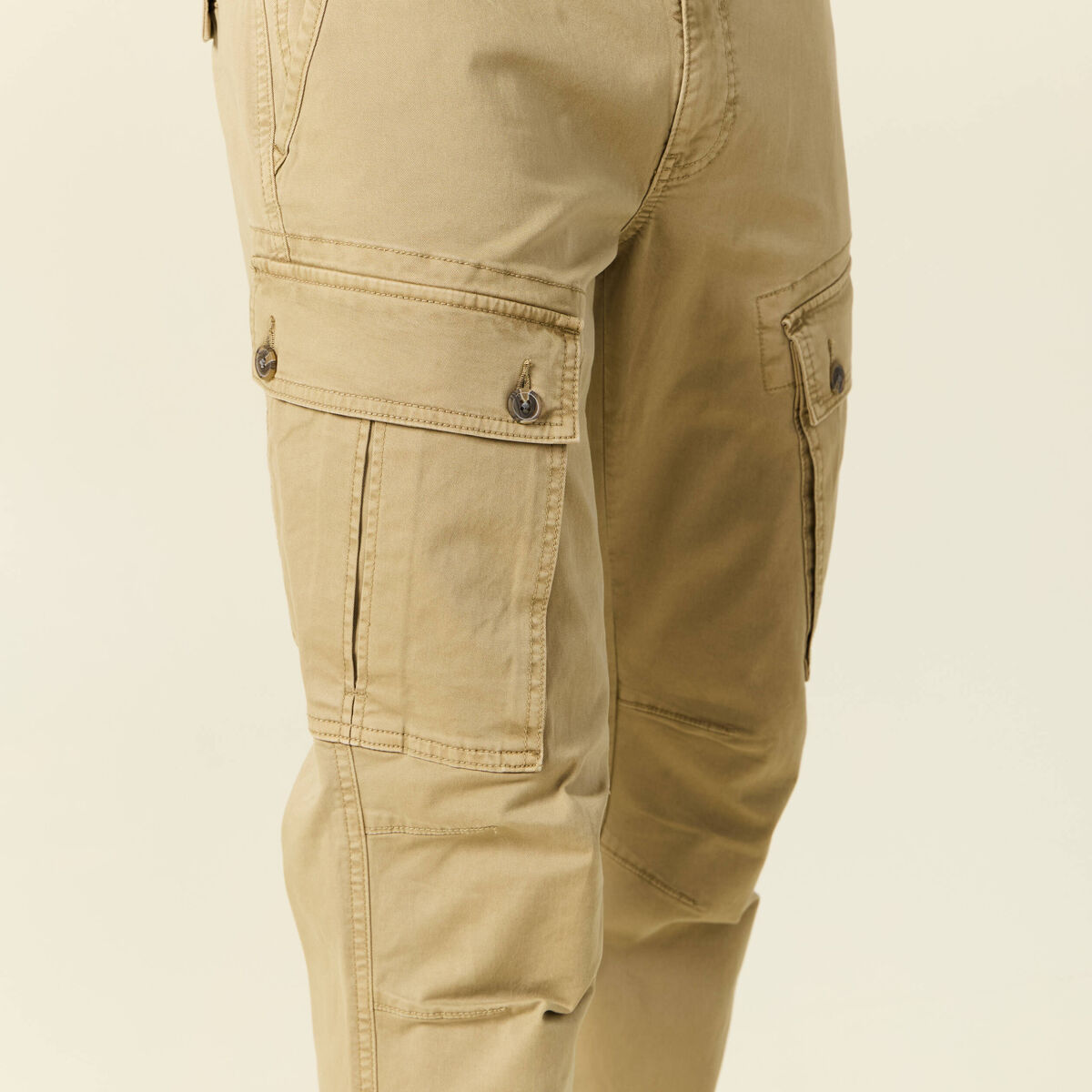Pantalon cargo droit beige homme
