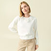Pull manches longues col rond ecru femme