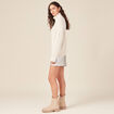 Pull manches longues col roulé ecru femme