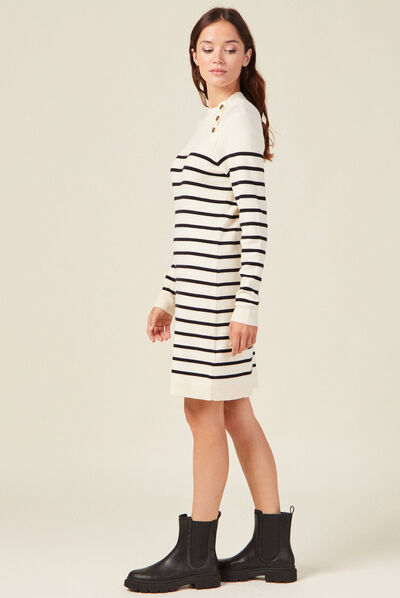 Robe pull éco-responsable ecru femme