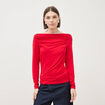 T-shirt ajust&eacute; manches longues bardot rouge femme