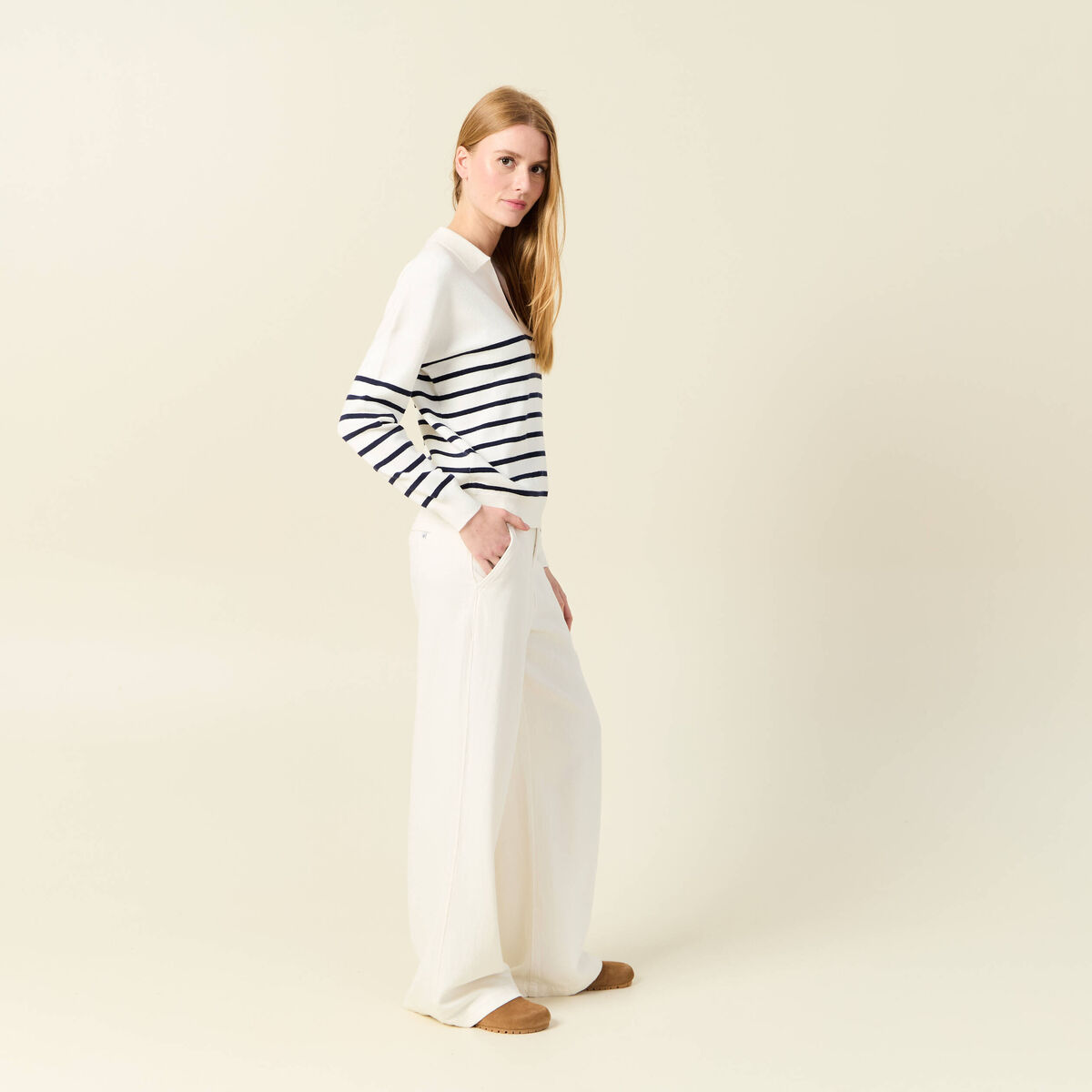 Pull éco-responsable ecru femme