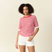 Pull manches courtes rouge femme