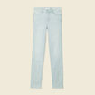 Jeans slim taille haute denim bleach femme