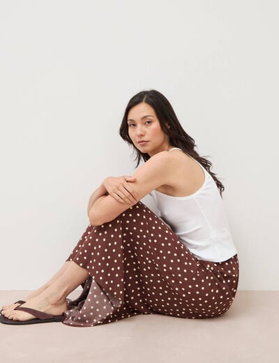 Jupe fluide marron femme