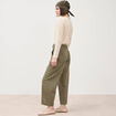 Jeans barrel taille haute vert kaki femme
