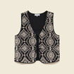 Cardigan sans manches avec broderies noir femme