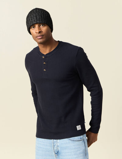 T-shirt manches longues bleu marine homme