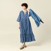 Robe longue droite bleu femme