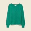 Pull col bateau manches longues vert femme