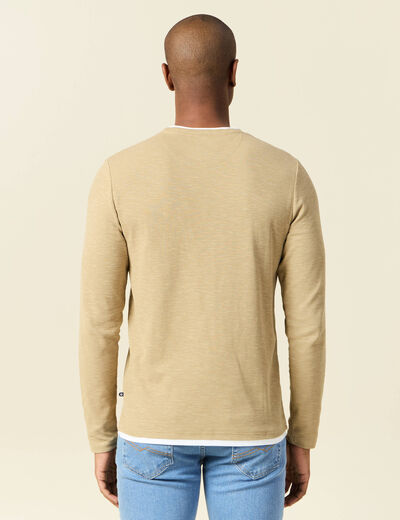 T-shirt manches longues taupe homme