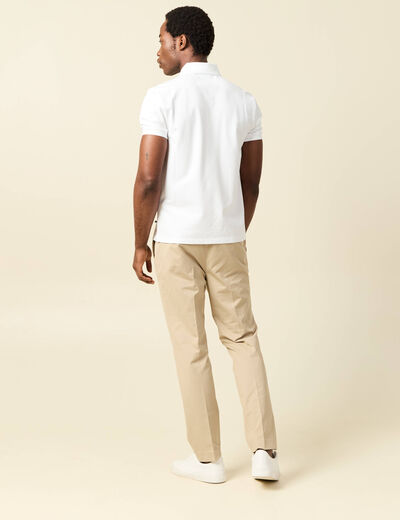 Polo cintr&eacute; manches courtes col polo blanc homme