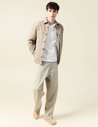 Chemise manches longues beige homme