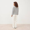 Pull droit manches longues broderie ecru femme