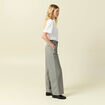 Pantalon large taille haute fluide gris femme