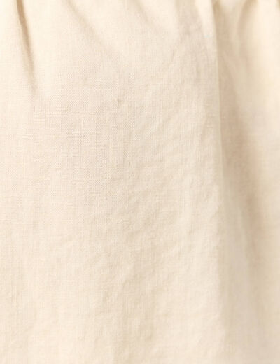 Short droit taille élastiquée creme femme