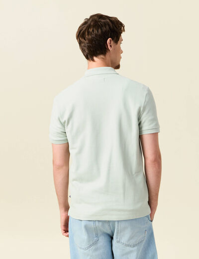 Polo cintré manches courtes en coton vert clair homme