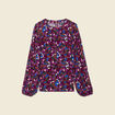 Blouse manches longues col rond marron femme