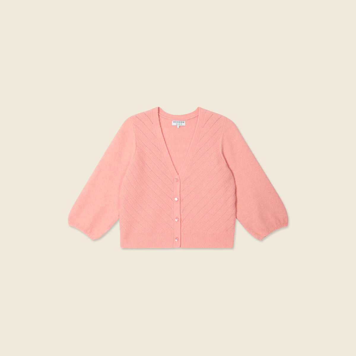 Gilet manches 3/4 rose saumon femme