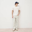 T-shirt droit en coton col rond ecru homme