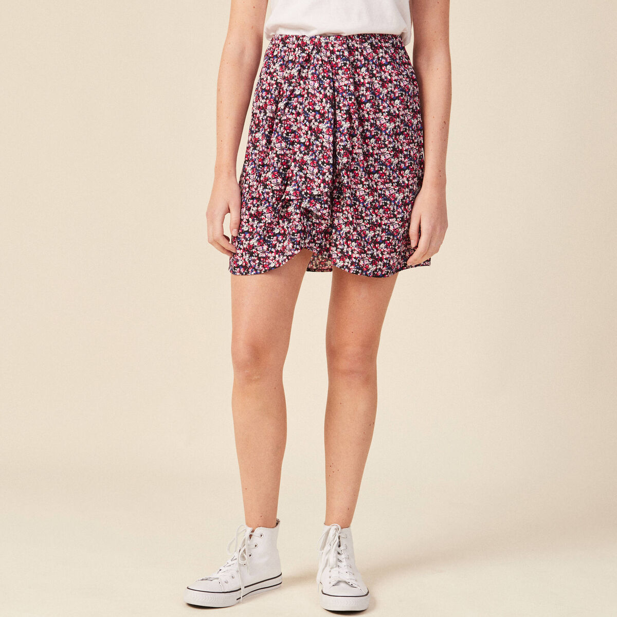 Jupe droite fluide noir femme