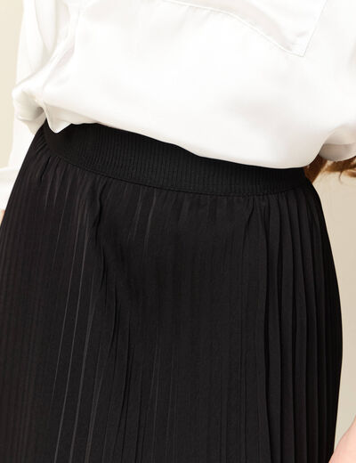 Jupe longue évasée plissée noir femme