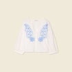 Blouse manches 3/4 brodée ecru femme