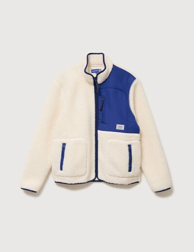 Veste sherpa col montant manches longues ecru homme