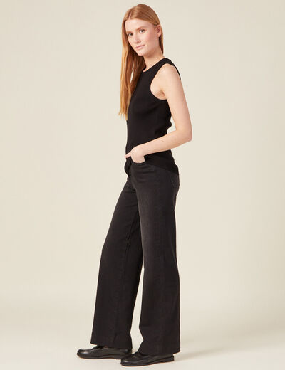 Pull débardeur éco-responsable noir femme