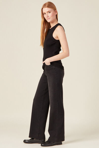 Pull débardeur éco-responsable noir femme